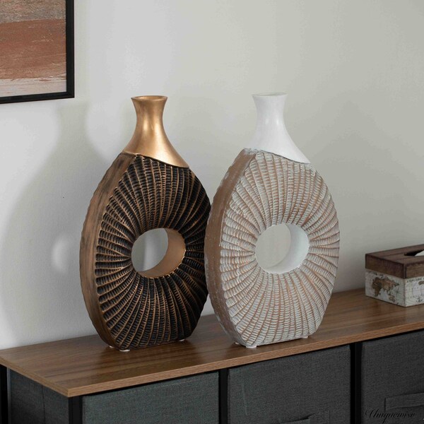 Uniquewise Set of 2 19-Inch Farmhouse Vase - Decorative Piece for Boho Kitchen, Bedroom Table, Home - QI004688.2
