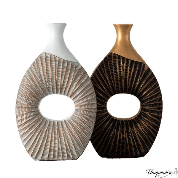 Uniquewise Set of 2 19-Inch Farmhouse Vase - Decorative Piece for Boho Kitchen, Bedroom Table, Home - QI004688.2