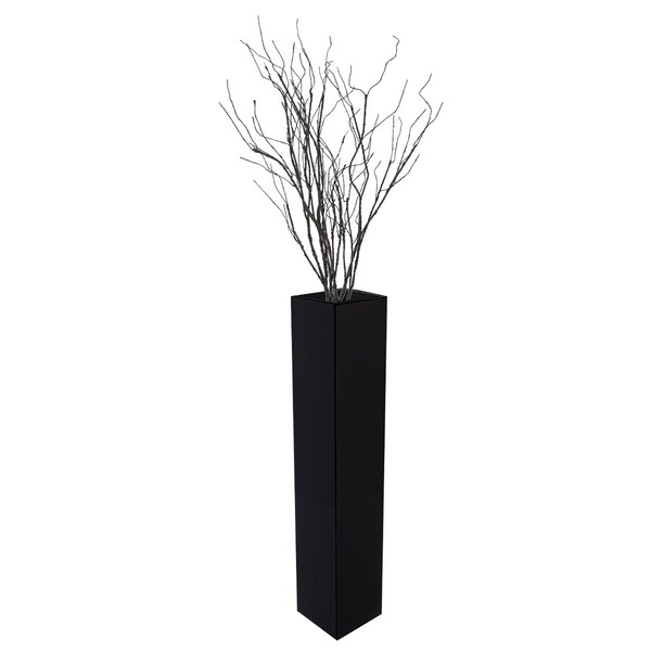Uniquewise Tall Rectangular Wooden Modern Floor Vase, Black 40 Inch - QI004183.L