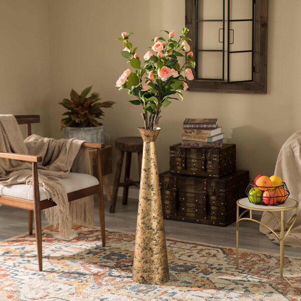Uniquewise Brushed Paint Unique Straight Design Metal Floor Vase for Entryway, Living or Dining Room, Large - QI004445.L