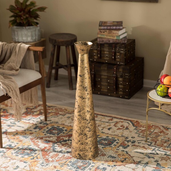 Uniquewise Brushed Paint Unique Straight Design Metal Floor Vase for Entryway, Living or Dining Room, Large - QI004445.L