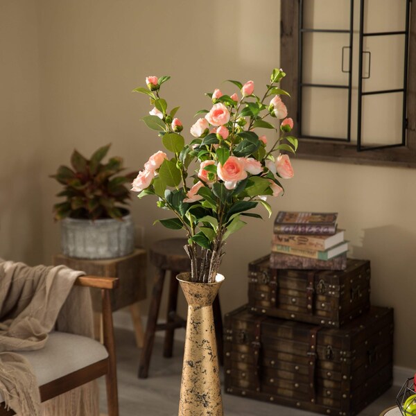 Uniquewise Brushed Paint Unique Straight Design Metal Floor Vase for Entryway, Living or Dining Room, Large - QI004445.L