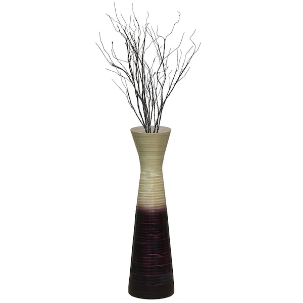 Uniquewise 27" Contemporary Bamboo Floor Flower Hourglass Vase for Dining, Living, Entryway, Purple - QI004273.PUR