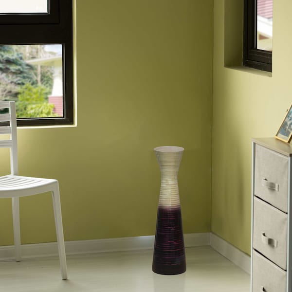 Uniquewise 27" Contemporary Bamboo Floor Flower Hourglass Vase for Dining, Living, Entryway, Purple - QI004273.PUR