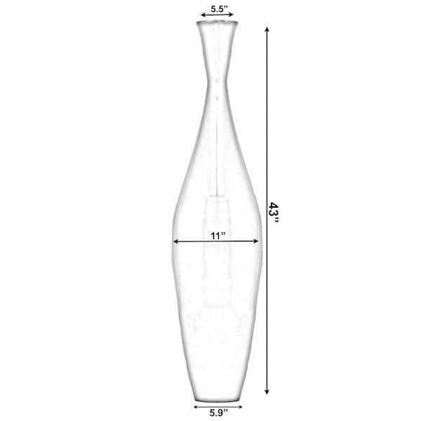 Uniquewise Tall 43" Inch Modern Bamboo Narrow Trumpet Floor Vase Red Metallic Finish - QI003889.RD