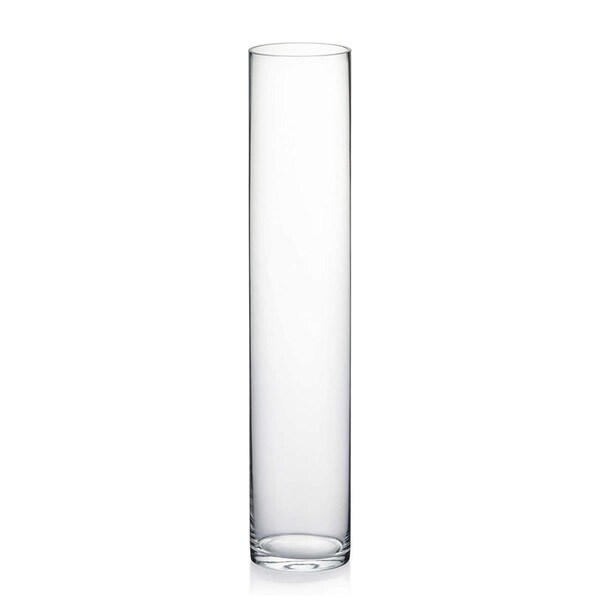 Red Pomegranate Collection 20 in. Verre Glass Cylinder Vase - 1121-0