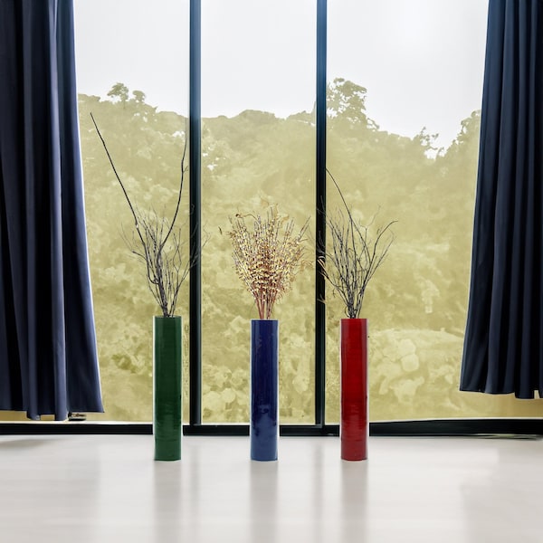 Uniquewise Tall Decorative Contemporary Bamboo Display Floor Vase Cylinder Shape, 30 Inch Green - QI004157.GN
