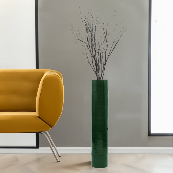 Uniquewise Tall Decorative Contemporary Bamboo Display Floor Vase Cylinder Shape, 30 Inch Green - QI004157.GN
