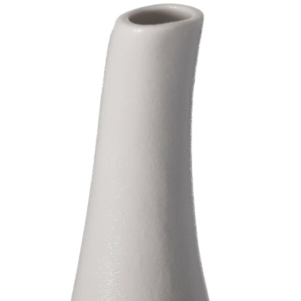 Uniquewise White Contemporary Unique Teardrop Shaped Ceramic Table Vase Flower Holder, 12.5 Inch - QI004367.L