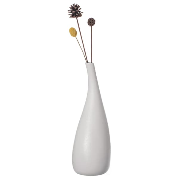 Uniquewise White Contemporary Unique Teardrop Shaped Ceramic Table Vase Flower Holder, 12.5 Inch - QI004367.L