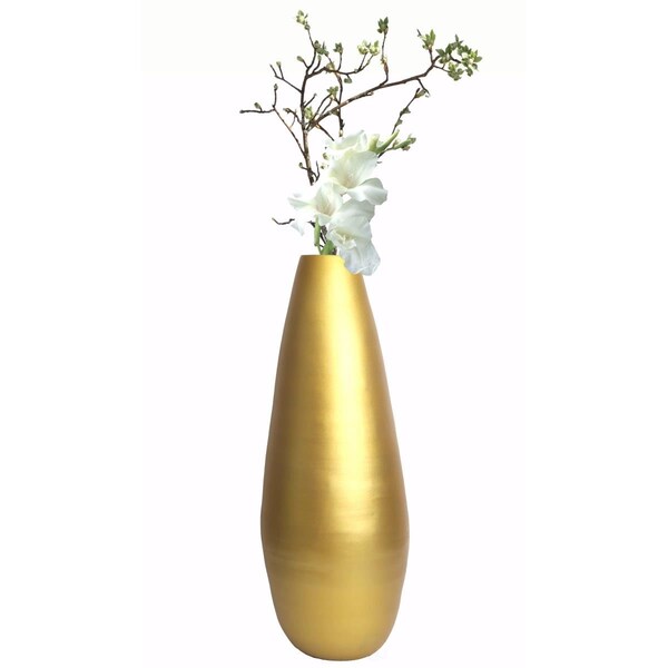 Colocar Spun Bamboo Modern Tall Floor Vase, Gold Metallic - CO2641793