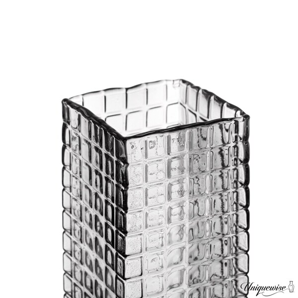 Uniquewise 12-Inch Square Frosted Gray Glass Table Vase - A Timeless Centerpiece for Dining Tables,  - QI004738.GY.L