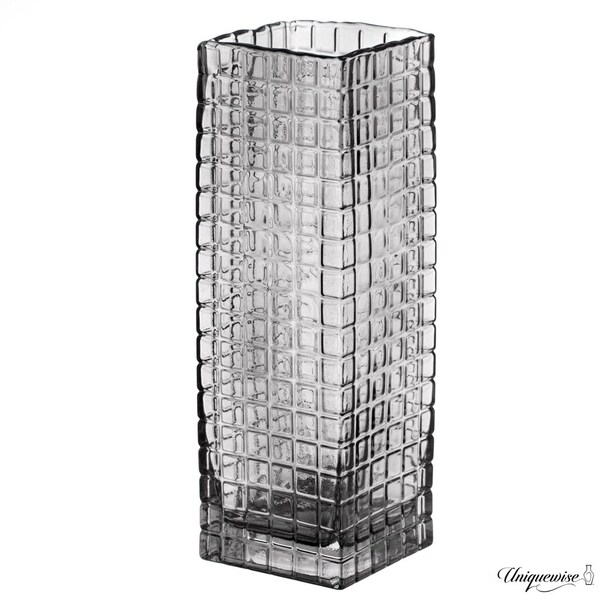 Uniquewise 12-Inch Square Frosted Gray Glass Table Vase - A Timeless Centerpiece for Dining Tables,  - QI004738.GY.L