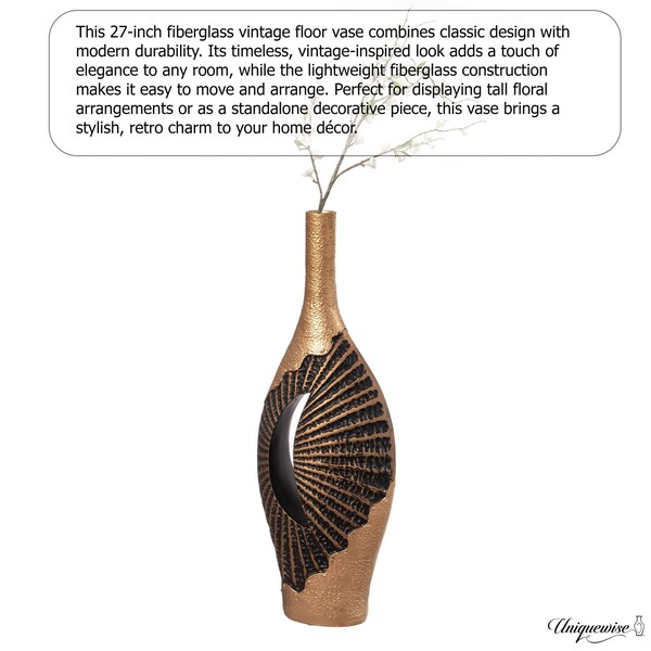 Uniquewise 27-Inch Fiberglass Vintage Farmhouse Floor Vase, Boho Wedding Centerpiece - Unique Black and - QI004680.L