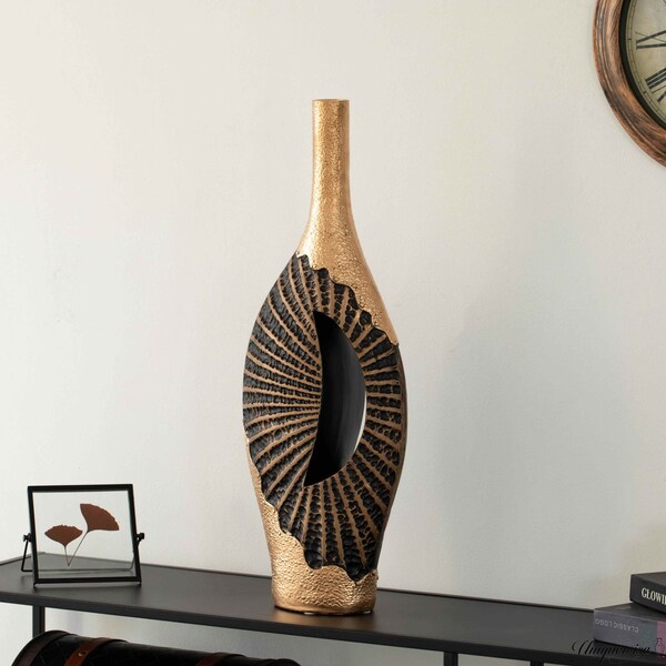 Uniquewise 27-Inch Fiberglass Vintage Farmhouse Floor Vase, Boho Wedding Centerpiece - Unique Black and - QI004680.L