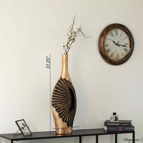 Uniquewise 27-Inch Fiberglass Vintage Farmhouse Floor Vase, Boho Wedding Centerpiece - Unique Black and - QI004680.L