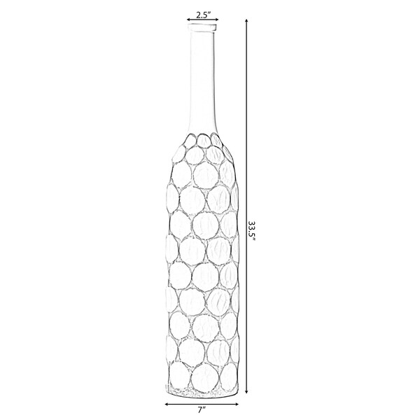 Uniquewise Decorative Contemporary Floor Vase White Carved Divot Bubble Design with Tall Neck, 33.5 Inch - QI004180.L