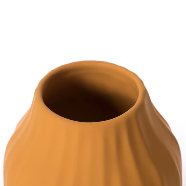Fabulaxe 8 H Decorative Ceramic Sculpture Channeled Centerpiece Table Vase, Yellow Mustard - QI004055.MD