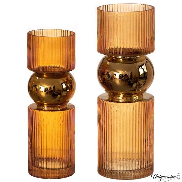 Uniquewise Set of 2 Decorative Orange Tall Glass Vase - Modern Minimalist Decor for Parties, and Special - QI004735.OR.2