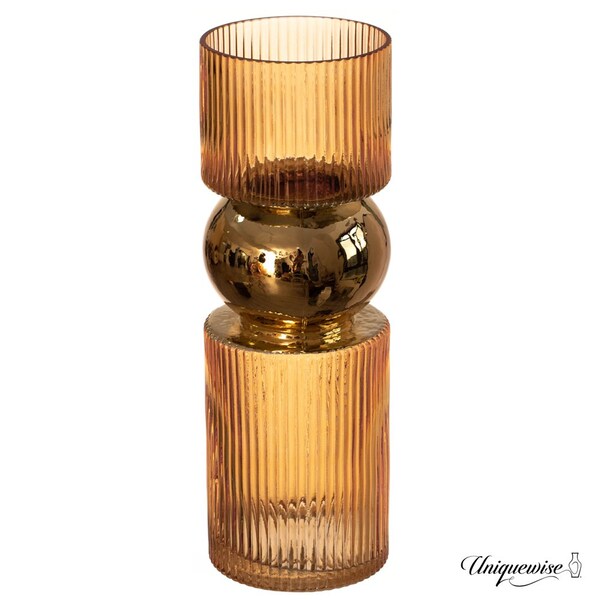Uniquewise Set of 2 Decorative Orange Tall Glass Vase - Modern Minimalist Decor for Parties, and Special - QI004735.OR.2