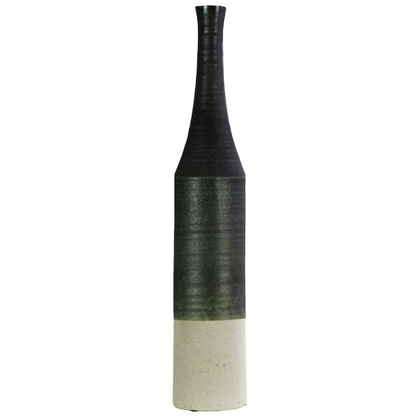 H2H Ceramic Bottle Vase with Narrow Mouth Long Neck, Coated & Black - H23244979
