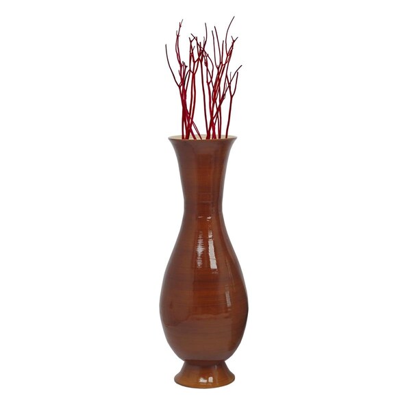 Colocar 43.3 x 15.75 x 15.75 in. Tall Modern Handmade Bamboo Floor Vase, Brown - CO3177790