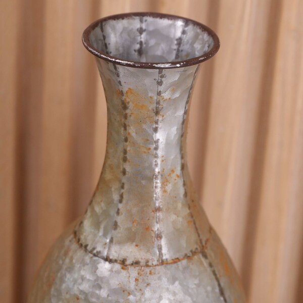 Vintiquewise 25 Rustic Farmhouse Style Galvanized Metal Floor Vase Decoration, Small - QI003484.S