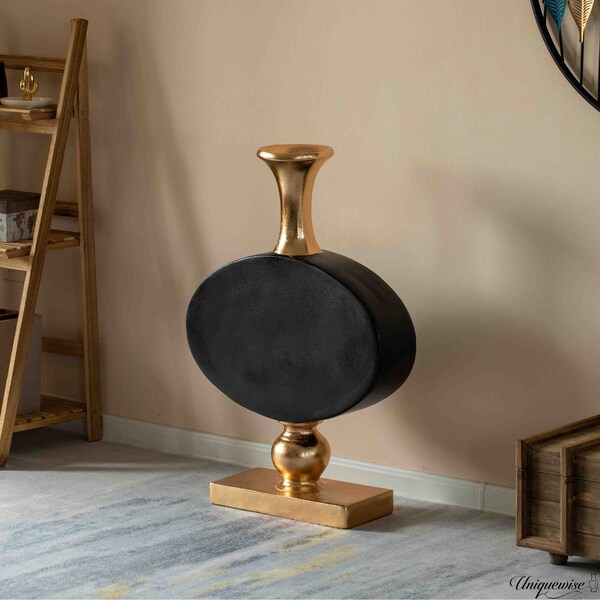 Uniquewise 32 Inch Vintage Gold and Black Fiberglass Tall Floor Vase - Enhances Home Decor with - QI004679.S