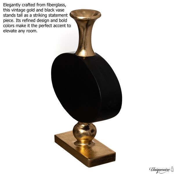Uniquewise 32 Inch Vintage Gold and Black Fiberglass Tall Floor Vase - Enhances Home Decor with - QI004679.S