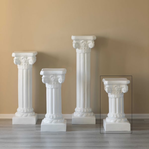 Uniquewise Fiberglass White Plinth Roman Column Ionic Piller Pedestal Vase Stand - Photography Props - 27 Inch - QI004124-27