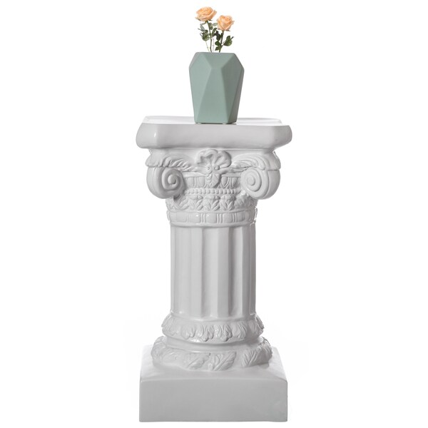 Uniquewise Fiberglass White Plinth Roman Column Ionic Piller Pedestal Vase Stand - Photography Props - 27 Inch - QI004124-27