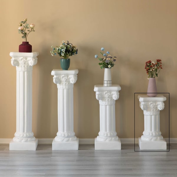 Uniquewise Fiberglass White Plinth Roman Column Ionic Piller Pedestal Vase Stand - Photography Props - 27 Inch - QI004124-27