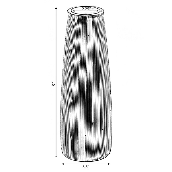 Uniquewise Decorative Modern Round Table Centerpiece Flower Vase with Gray Striped Design, 9 Inch - QI004175.S
