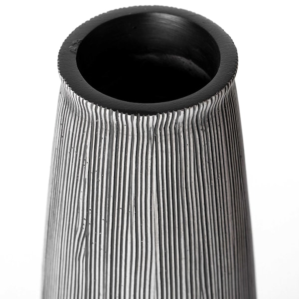 Uniquewise Decorative Modern Round Table Centerpiece Flower Vase with Gray Striped Design, 9 Inch - QI004175.S
