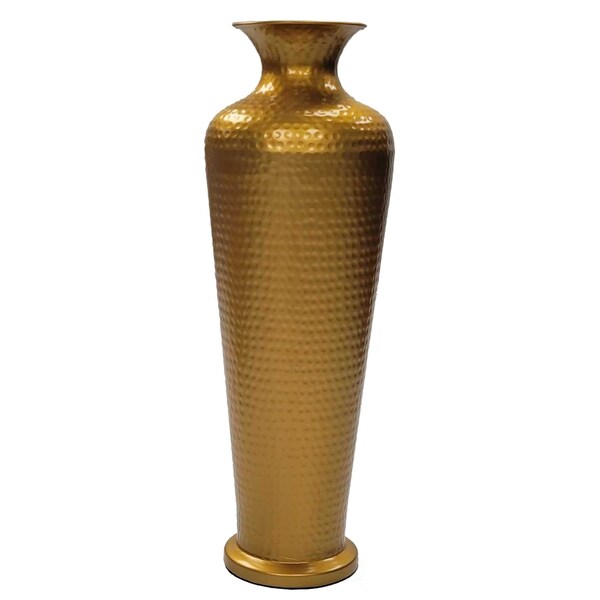 Uniquewise Decorative Modern Gold Metal Hammered Floor Flower Vase for Entryway, Living Room or Dining Room - QI004250