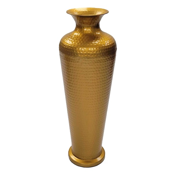 Uniquewise Decorative Modern Gold Metal Hammered Floor Flower Vase for Entryway, Living Room or Dining Room - QI004250