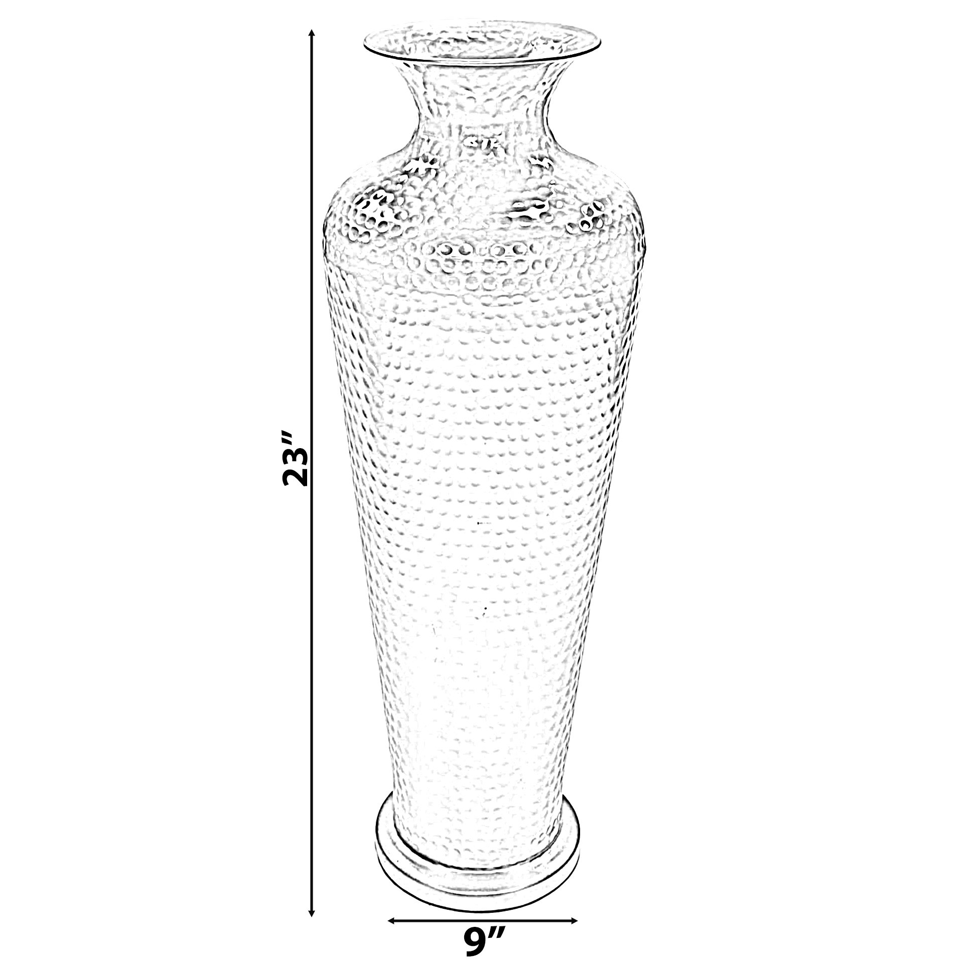 Uniquewise Decorative Modern Gold Metal Hammered Floor Flower Vase for Entryway, Living Room or Dining Room - QI004250