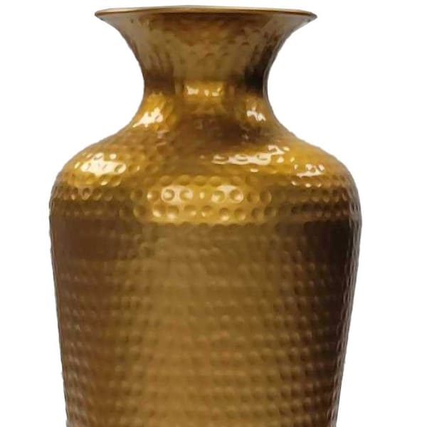 Uniquewise Decorative Modern Gold Metal Hammered Floor Flower Vase for Entryway, Living Room or Dining Room - QI004250