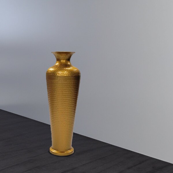 Uniquewise Decorative Modern Gold Metal Hammered Floor Flower Vase for Entryway, Living Room or Dining Room - QI004250