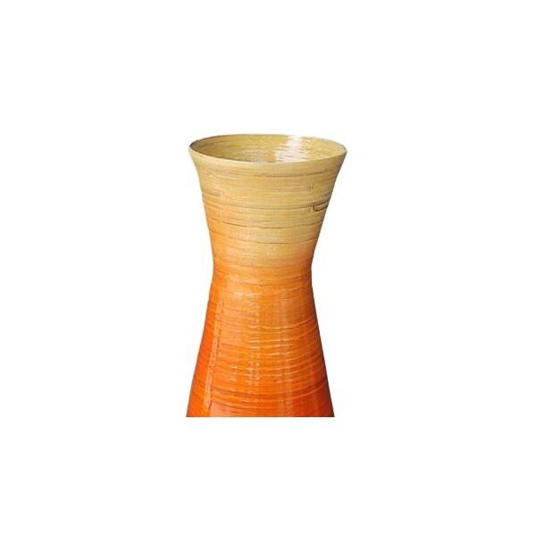 Uniquewise 24" Classic Bamboo Floor Vase Handmade, For Dining, Living Room, Entryway, Glossy Orange - QI003242.S.OR