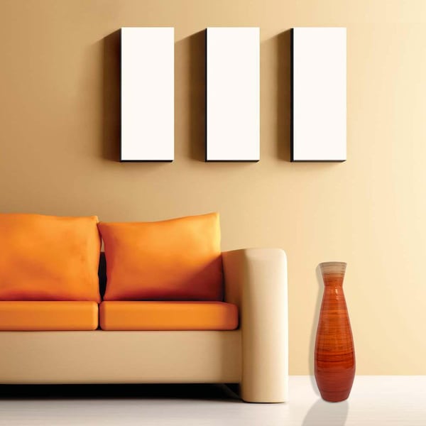 Uniquewise 24" Classic Bamboo Floor Vase Handmade, For Dining, Living Room, Entryway, Glossy Orange - QI003242.S.OR