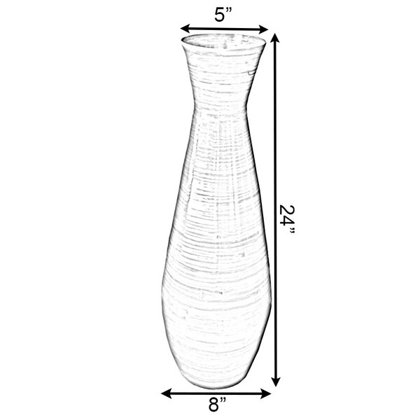 Uniquewise 24" Classic Bamboo Floor Vase Handmade, For Dining, Living Room, Entryway, Glossy Orange - QI003242.S.OR