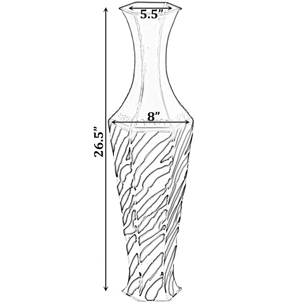 Uniquewise White striped and brown Metal Floor Vase Home Decor for Flowers and Artificial Floral Arrangements - QI004522
