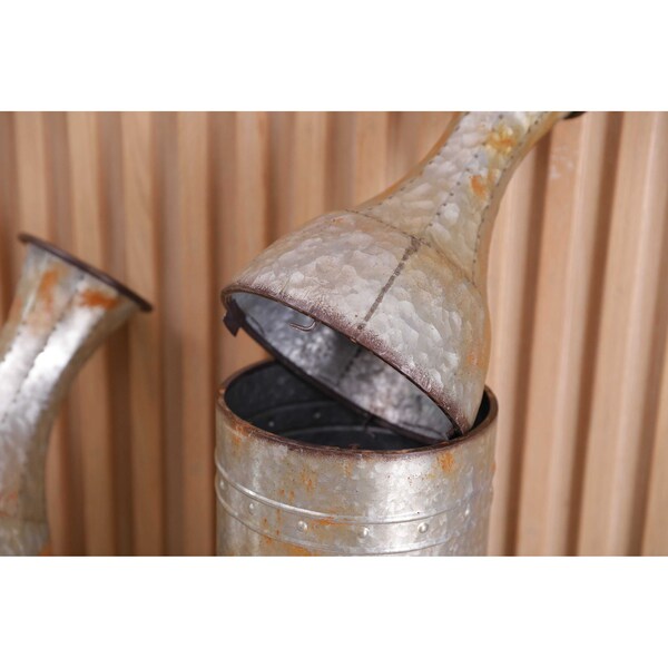 Vintiquewise Rustic Farmhouse Style Galvanized Metal Floor Vase Decoration, PK 3 - QI003484.3