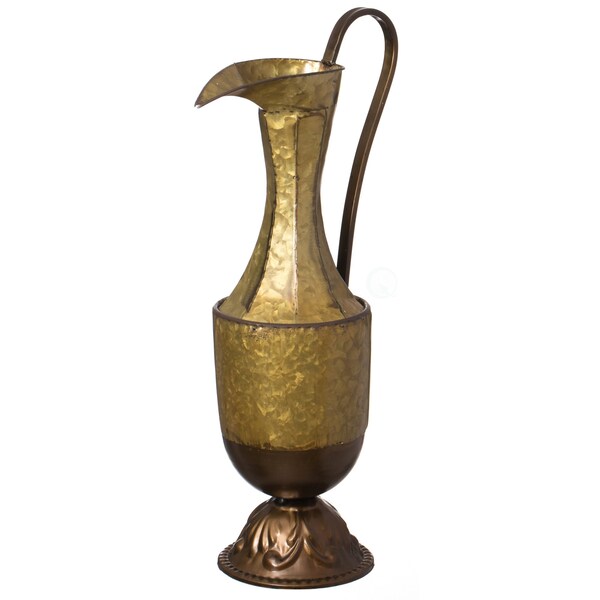 Uniquewise Antique Style 1 Handle Metal Jug Floor Vase for Entryway, Living Room or Dining Room, Small - QI004441.S