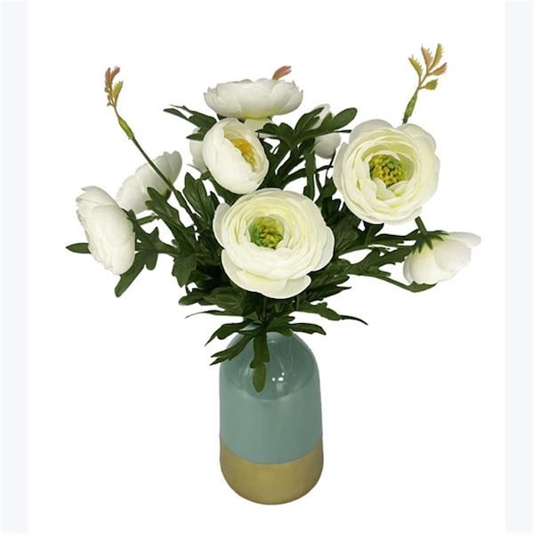 Designs-Done-Right 12 in. Artificial Camellia Flower in Ceramic Vase - DE4262264