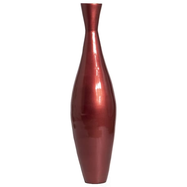 Uniquewise Tall 33" Inch Modern Bamboo Narrow Trumpet Floor Vase, Red Small - QI003889.RD.S