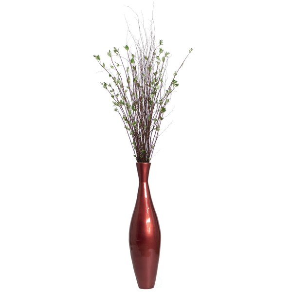 Uniquewise Tall 33" Inch Modern Bamboo Narrow Trumpet Floor Vase, Red Small - QI003889.RD.S