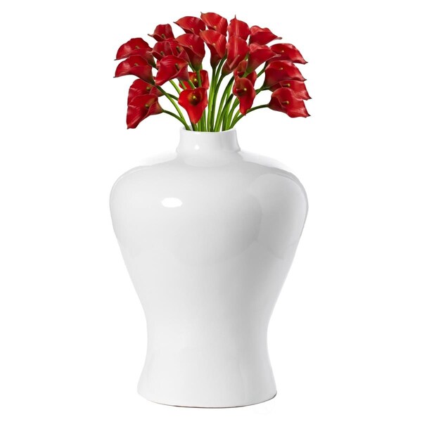 Colocar 17.75 x 8 x 8 in. Modern Large Tabletop Centerpiece Flower Vase, White - CO2641853