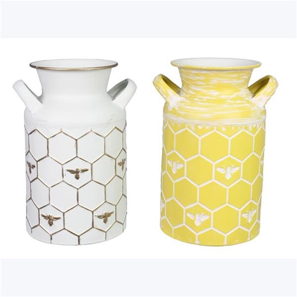 Designs-Done-Right Metal Honey Bee Milk Jug Decorative Vase - 2 Assorted - DE3278400